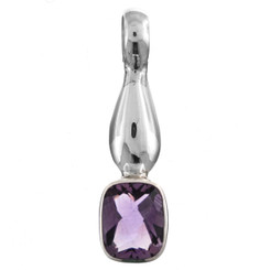 925 Silver Adorable Natural Brazilian Amethyst In Sterling Pendant, 1 1/4"