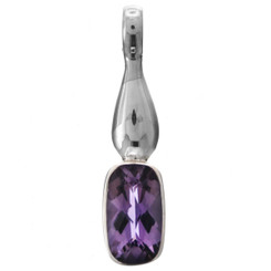 925 Silver Adorable Natural Brazilian Amethyst In Sterling Pendant, 1 3/8"