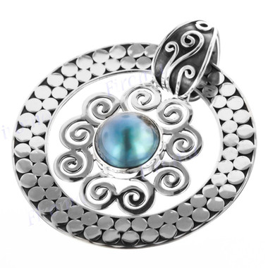 2" 925 Silver Mabe Pearl Blue Pendant