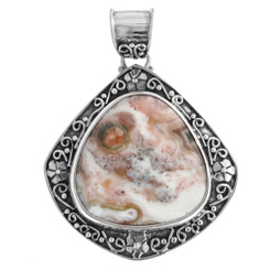 925 Silver Artfull Handmade Ocean Jasper Sterling Pendant, 1 9/16"