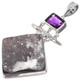 925 Silver Sparkling Agate Druzy Drusy Amethyst Sterling Pendant, 2 1/8"