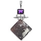 925 Silver Sparkling Agate Druzy Drusy Amethyst Sterling Pendant, 2 1/8"