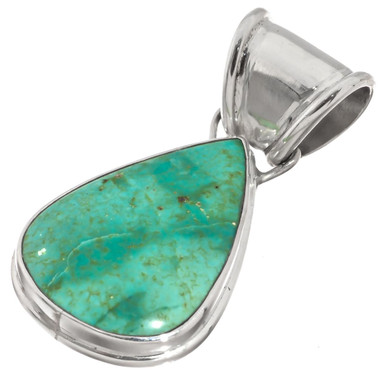 925 Silver Teardrop Natural Turquoise Sterling Pendant, 1 5/8"