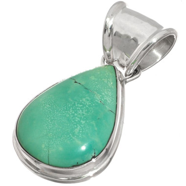 925 Silver Teardrop Natural Turquoise Sterling Pendant, 1 5/8"