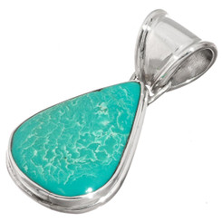 925 Silver Teardrop Natural Turquoise Sterling Pendant, 1 5/8"