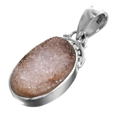 925 Silver Agate Druzy Drusy Sterling Pendant, 1 5/16"