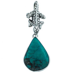 925 Sterling Silver Turquoise Sterling Pendant, 2 1/16"