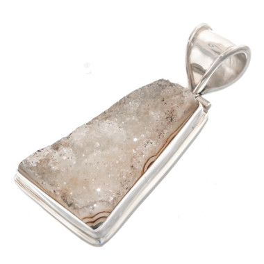925 Silver Agate Druzy Drusy Sterling Pendant, 1 11/16"
