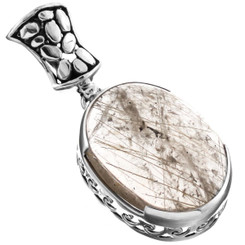 925 Silver Rutilated Quartz Sterling Pendant, 1 5/8"