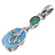925 Silver Design Natural Australian Opal Emerald Sterling Pendant,1 1/2"