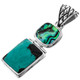 925 Silver Paua Abalone Shell Turquoise Sterling Pendant, 1 3/4"