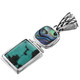 925 Silver Paua Abalone Shell Turquoise Sterling Pendant, 1 3/4"