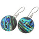 925 Silver Round Paua Abalone Shell Sterling Earrings, 3/4"