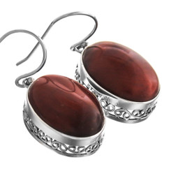 925 Silver Exquisite Jasper Sterling Earrings, 3/4"