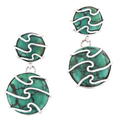 925 Silver Turquoise Sterling Post Earrings, 1 3/16"