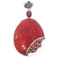 925 Silver Big Red Coral Garnet Sterling Pendant, 3"