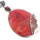 925 Silver Big Red Coral Garnet Sterling Pendant, 3"