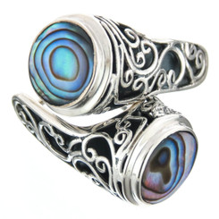 925 Silver Paua Abalone Shell Scroll Sterling Post Earrings, 7/8"