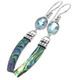 925 Silver Shimmering Blue Topaz Paua Abalone Shell Drop Earrings, 1 7/8"