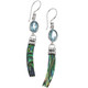 925 Silver Shimmering Blue Topaz Paua Abalone Shell Drop Earrings, 1 7/8"