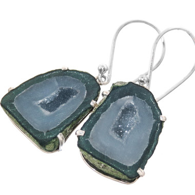 925 Silver Genuine Mexican Tabasco Geode Sterling Earrings