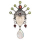 925 Silver Opal Titanium Druzy Goddess Garnet Peridot Pendant, 3"