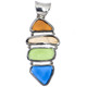 925 Silver Multi Blue Green Brown Sea Beach Glass Sterling Pendant, 2"