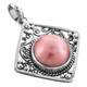925 Sterling Silver Pink Mabe Sterling Pendant, 1 3/4"