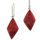 1 3/16" 925 Silver Red Coral French Hook Earrings