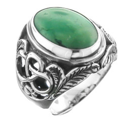 925 Silver Exquisite Celtic Oval Turquoise Sterling Sz 8 Ring