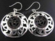1 3/4" 925 Silver Coconut Wood Carved Shell French Wires Earrings