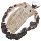 925 Silver Hand Carving Owl Real Deer Burr Antler Sterling Pendant, 2 1/2"