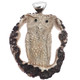 925 Silver Hand Carving Owl Real Deer Burr Antler Sterling Pendant, 2 1/2"