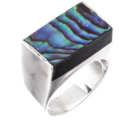 925 Silver Mens Unisex New Zealand Paua Abalone Shell Heavy Sterling 9 Ring