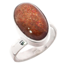 Sparkling Indian Sunstone 925 Sterling Silver Ring, Size 6