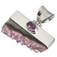 925 Silver Hand Made Amethyst Crystal And Gem In Sterling Pendant, 1 1/4"