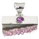 925 Silver Hand Made Amethyst Crystal And Gem In Sterling Pendant, 1 1/4"