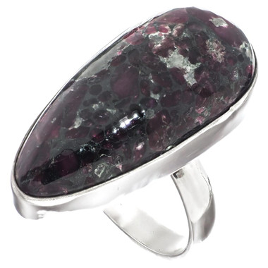 925 Silver Russian Eudialyte Sterling Adj Sz 9 Ring, 1 3/8"