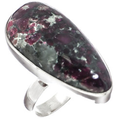 925 Silver Russian Eudialyte Sterling Adj Sz 9 Ring, 1 3/8"