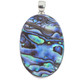 925 Silver Oval Paua Abalone Shell Sterling Pendant, 2"