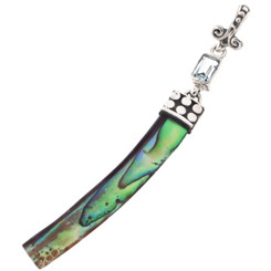 925 Silver Colorful Paua Abalone Shell Blue Topaz Sterling Pendant, 2"