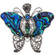 925 Silver Bali Handmade Paua Abalone Shell Butterfly Sterling Pendant, 2 1/8"