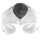 1 7/8" Wide Teardrop Pear Black Titanium Druzy 925 Silver Cuff, 7"