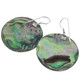 925 Silver 40mm Paua Abalone Shell Round Sterling Wires Earrings, 1 5/8"