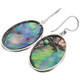 925 Silver Oval Paua Abalone Shell Earrings, 1 1/4"