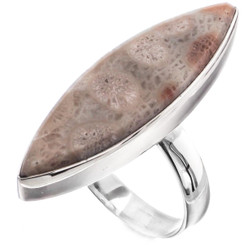 925 Silver Cool Fossil Coral Sterling Sz 9 Ring, 1 5/16"