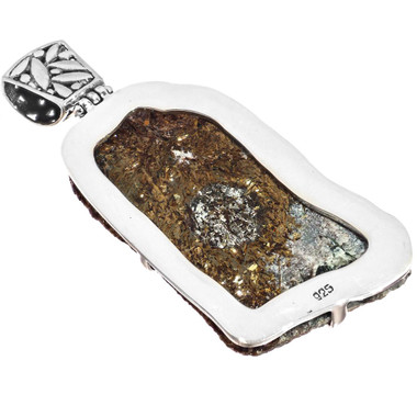 925 Silver Magnficient Russian Astrophyllite Rutile Sterling Pendant, 2 3/8"