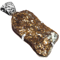 925 Silver Magnficient Russian Astrophyllite Rutile Sterling Pendant, 2 3/8"