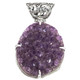 Large Brazilian Amethyst Druzy 925 Sterling Silver Pendant, 2 1/4"
