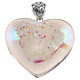 925 Silver Heart Iridescent White Opal Titanium Druzy Sterling Pendant, 1 7/8"